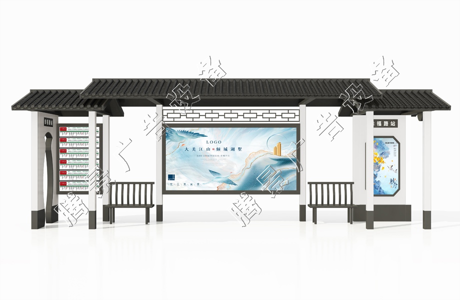 仿古候车亭01
